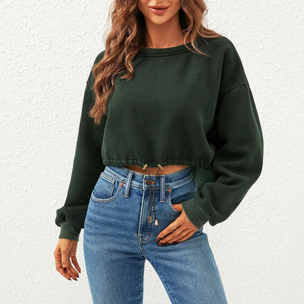 Perfectly Oversized Cropped Sweatshirt In Dark Green