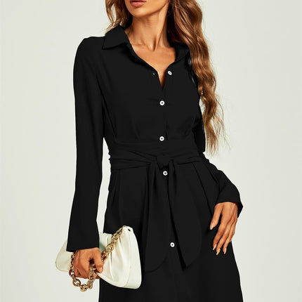 Shirt Mini Wrap Dress In Black