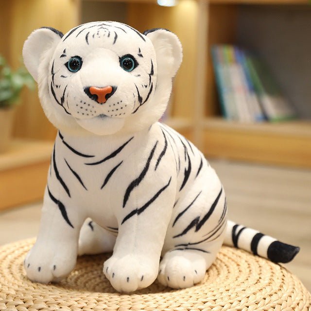 SEO. Baby Tiger Leopard Kuscheltier - 22 cm Plüschtier weiß Stofftier - Linkreich