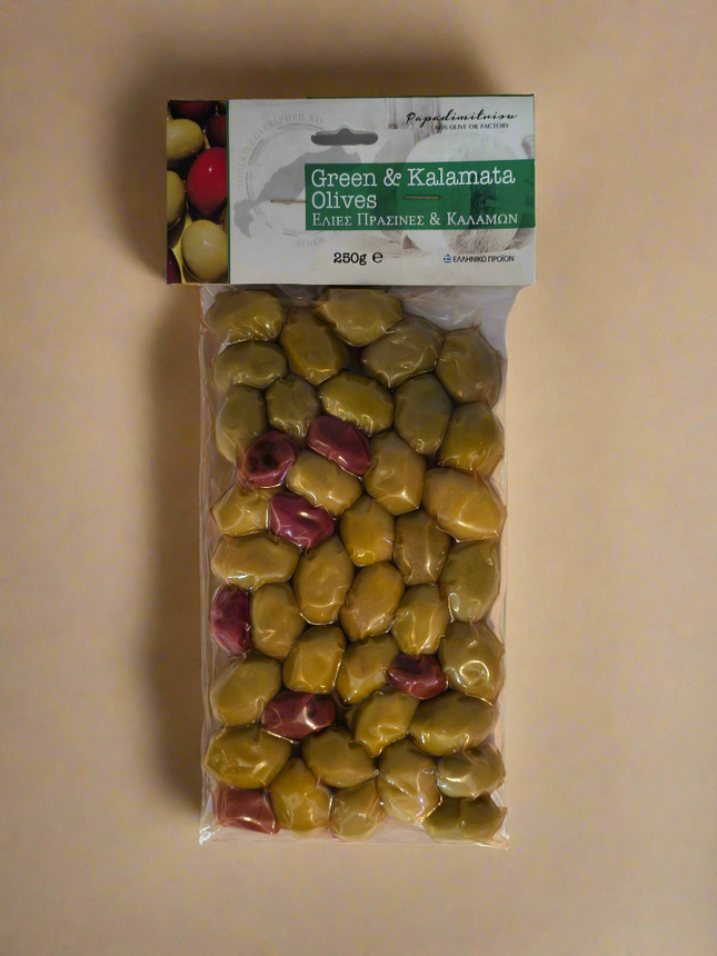 Oliven der Sorte Kalamata & Grün gemixt im Vakuum - 250g
