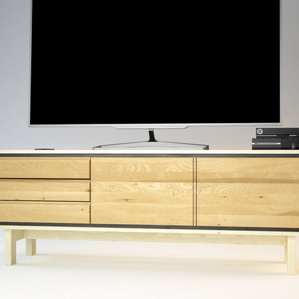 SEO. BARCELONA TV - Sideboard/Longboard Massivholz Kommode - Natur Linkreich