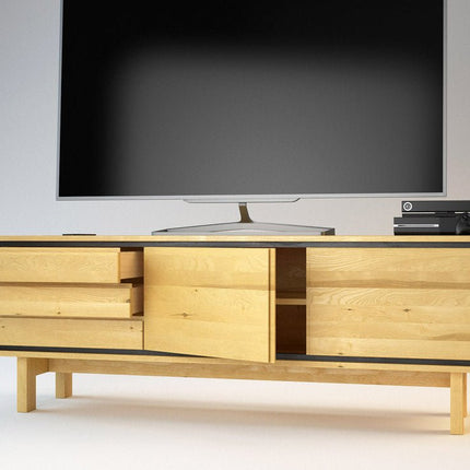 SEO. BARCELONA TV - Sideboard/Longboard Massivholz Kommode - Natur Linkreich