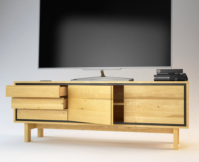 SEO. BARCELONA TV - Sideboard/Longboard Massivholz Kommode - Natur Linkreich