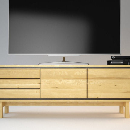 SEO. BARCELONA TV - Sideboard/Longboard Massivholz Kommode - Natur Linkreich