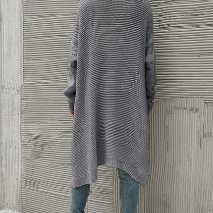 Crocheted Style Sleeves Cardigan Top In Grey