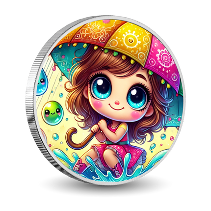 Splashy Rain Adventures 1oz Silver Coloured Coin