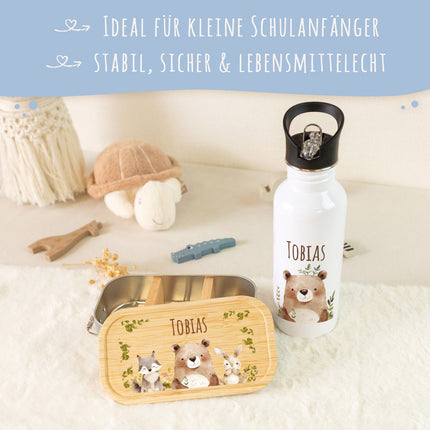 SEO. Bedruckte Brotdose & Trinkflasche im Set - Bärenfreunde - Linkreich