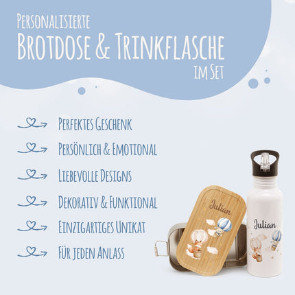 SEO. Bedruckte Brotdose & Trinkflasche im Set - Ballon - Linkreich