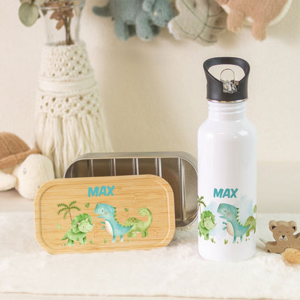 SEO. Bedruckte Brotdose & Trinkflasche im Set - Dino - Linkreich