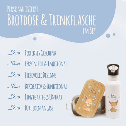SEO. Bedruckte Brotdose & Trinkflasche im Set - Fuchs - Linkreich