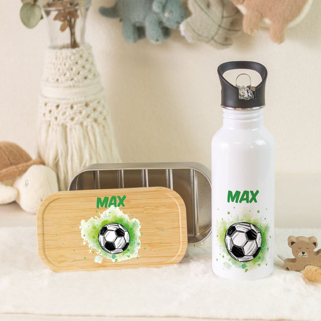 SEO. Bedruckte Brotdose & Trinkflasche im Set - Fussball - Linkreich
