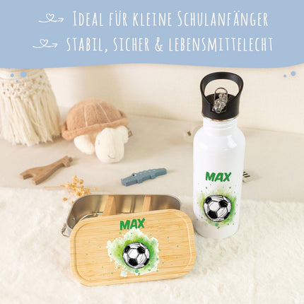 SEO. Bedruckte Brotdose & Trinkflasche im Set - Fussball - Linkreich