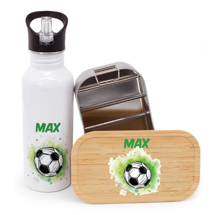 SEO. Bedruckte Brotdose & Trinkflasche im Set - Fussball - Linkreich