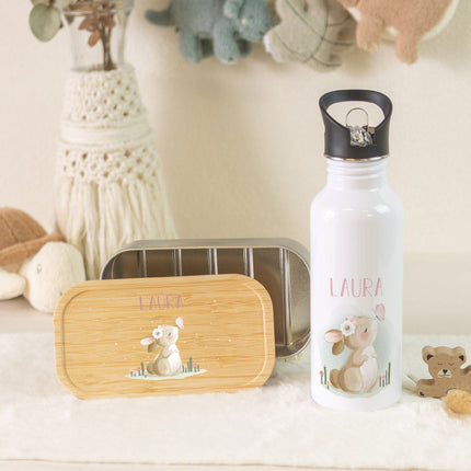 SEO. Bedruckte Brotdose & Trinkflasche im Set - Hase - Linkreich