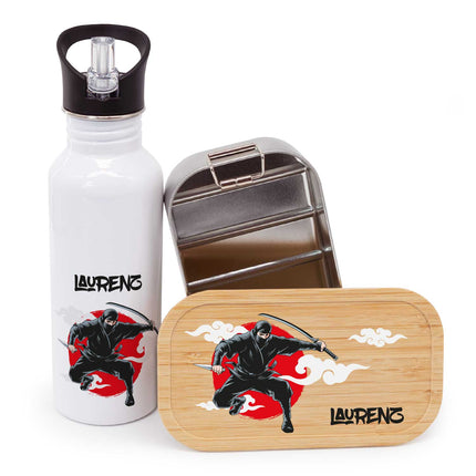 SEO. Bedruckte Brotdose & Trinkflasche im Set - Ninja - Linkreich