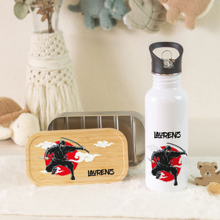 SEO. Bedruckte Brotdose & Trinkflasche im Set - Ninja - Linkreich