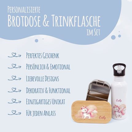 SEO. Bedruckte Brotdose & Trinkflasche im Set - Pegasus - Linkreich
