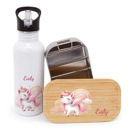 SEO. Bedruckte Brotdose & Trinkflasche im Set - Pegasus - Linkreich