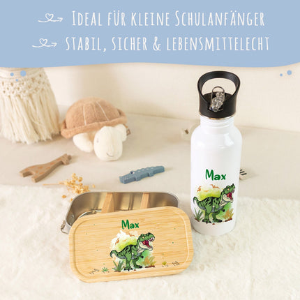 SEO. Bedruckte Brotdose & Trinkflasche im Set - T - Rex - Linkreich