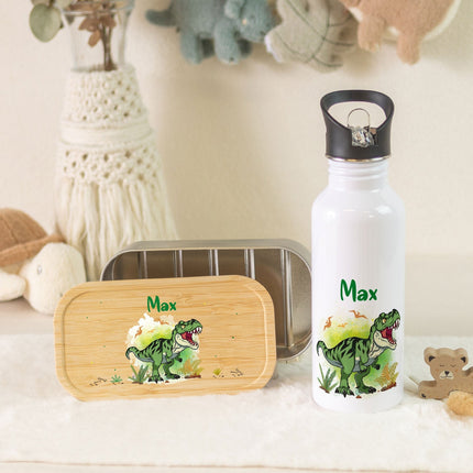 SEO. Bedruckte Brotdose & Trinkflasche im Set - T - Rex - Linkreich
