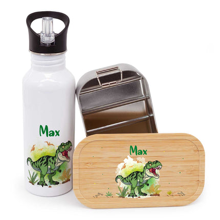 SEO. Bedruckte Brotdose & Trinkflasche im Set - T - Rex - Linkreich