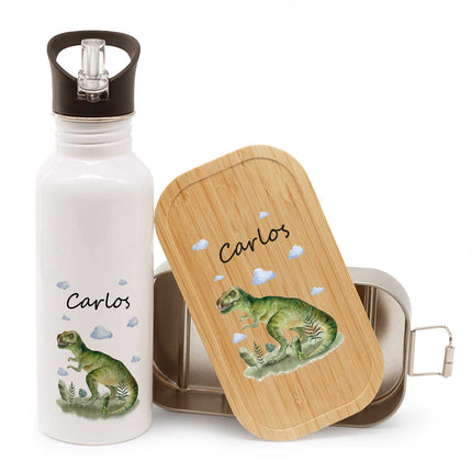 SEO. Bedruckte Brotdose & Trinkflasche im Set - T - Rex V2 - Linkreich