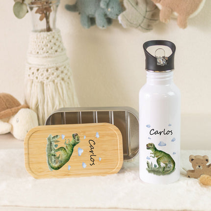 SEO. Bedruckte Brotdose & Trinkflasche im Set - T - Rex V2 - Linkreich