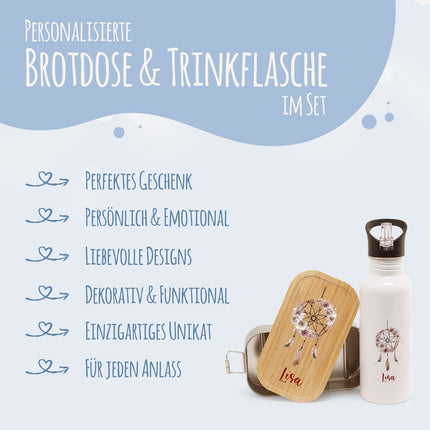 SEO. Bedruckte Brotdose & Trinkflasche im Set - Traumfänger - Linkreich