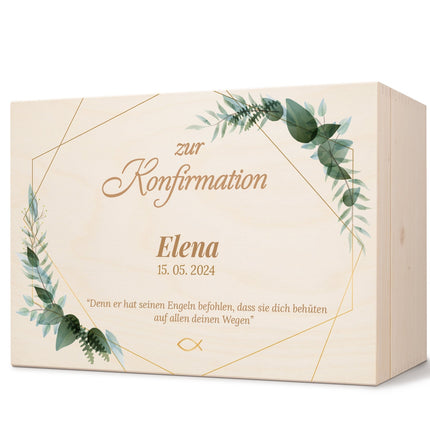SEO. Bedruckte Erinnerungskiste zur Kommunion & Konfirmation - Goldener Rahmen - Linkreich