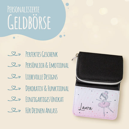 SEO. Bedruckte Geldbörse für Kinder im Ballerina Design - Linkreich