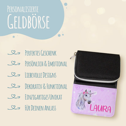 SEO. Bedruckte Geldbörse für Kinder im Einhorn Design - Linkreich