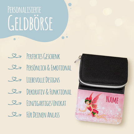 SEO. Bedruckte Geldbörse für Kinder im Zauberfee Design - Rosa Linkreich
