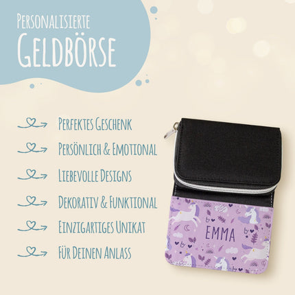 SEO. Bedruckte Geldbörse für Kinder - Tiermuster - Einhorn Linkreich