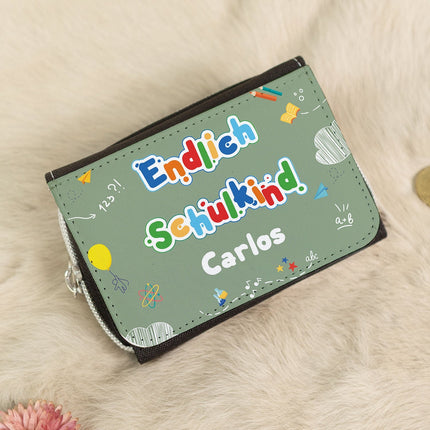 SEO. Bedruckte Geldbörse zur Einschulung - Endlich Schulkind - Olive Linkreich