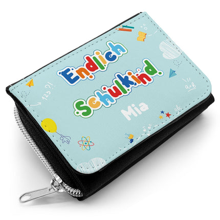 SEO. Bedruckte Geldbörse zur Einschulung - Endlich Schulkind - Himmelblau Linkreich