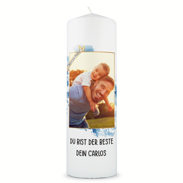 SEO. Bedruckte große Kerze mit Foto Bester Papa zum Vatertag - Linkreich