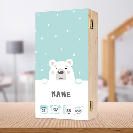 SEO. Bedruckte Holzkiste für Kinder - im Eisbär Design - kleine Kiste UV Linkreich