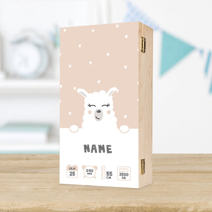 SEO. Bedruckte Holzkiste für Kinder - im Lama Design - kleine Kiste UV Linkreich