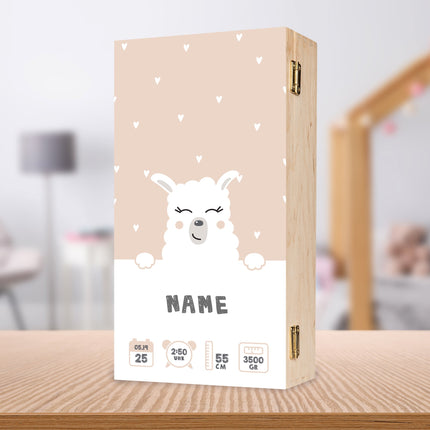 SEO. Bedruckte Holzkiste für Kinder - im Lama Design - kleine Kiste UV Linkreich