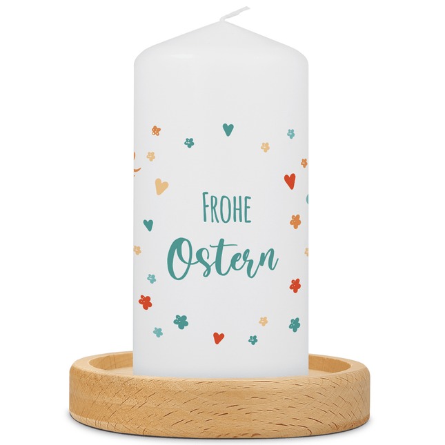 SEO. Bedruckte kleine Oster Kerze - Frohe Ostern - Linkreich