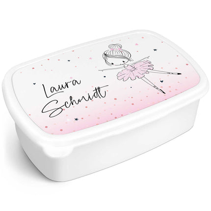 SEO. Bedruckte Lunchbox für Kinder - Ballerina - Weiß Linkreich