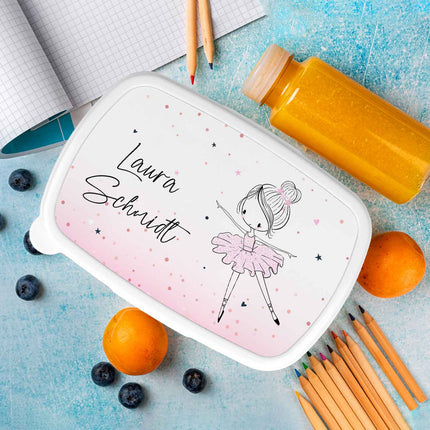 SEO. Bedruckte Lunchbox für Kinder - Ballerina - Blau Linkreich