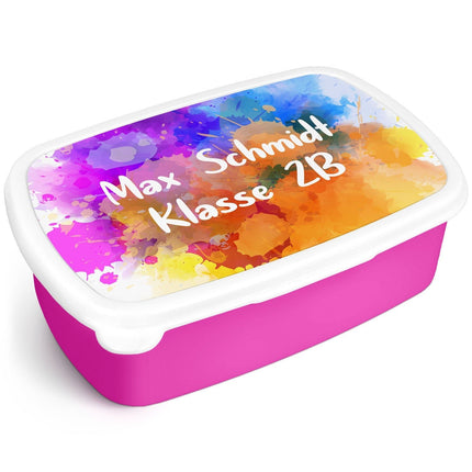 SEO. Bedruckte Lunchbox für Kinder - Color Splash - Pink Linkreich