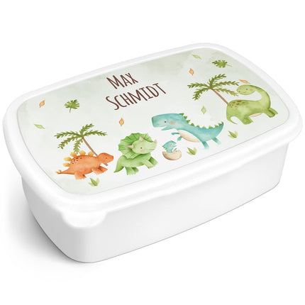 SEO. Bedruckte Lunchbox für Kinder - Dinos - Weiß Linkreich