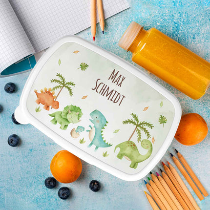 SEO. Bedruckte Lunchbox für Kinder - Dinos - Blau Linkreich