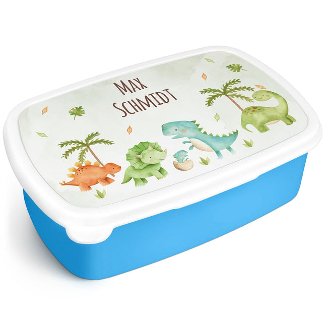SEO. Bedruckte Lunchbox für Kinder - Dinos - Blau Linkreich