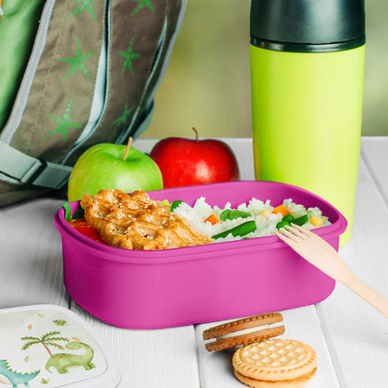 SEO. Bedruckte Lunchbox für Kinder - Dinos - Weiß Linkreich
