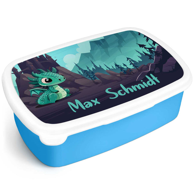 SEO. Bedruckte Lunchbox für Kinder - Drachen - Blau Linkreich