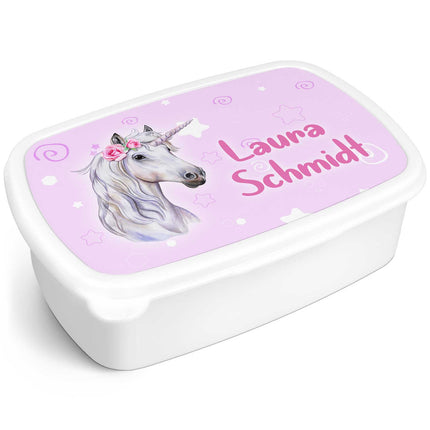 SEO. Bedruckte Lunchbox für Kinder - Einhorn - Weiß Linkreich