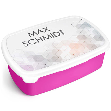 SEO. Bedruckte Lunchbox für Kinder - Hexagon - Pink Linkreich